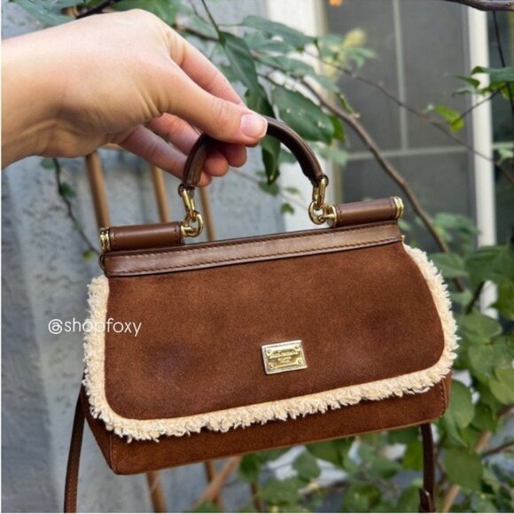Dolce & Gabbana Suede Shearling Small Teddy Sicily Crossbody - Picture 1 of 15